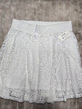 Aeropostale White Lace Skater Skirt Y2k